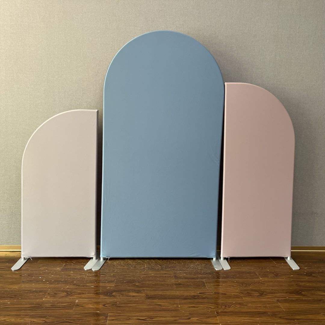 Baby blue baby pink color printing cover arch backdrop wall combination for wedding