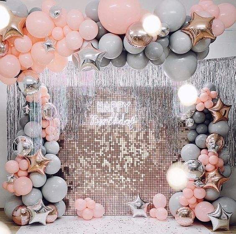Wedding birthday party transparent pink sequin wall backdrop