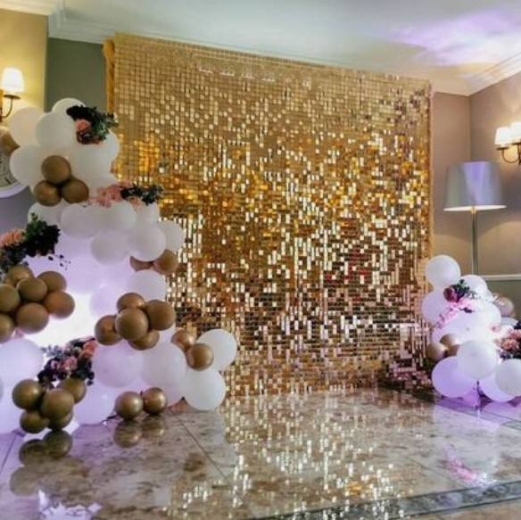 Hot sale shimmer shiny gold silver wedding event party sequin wall