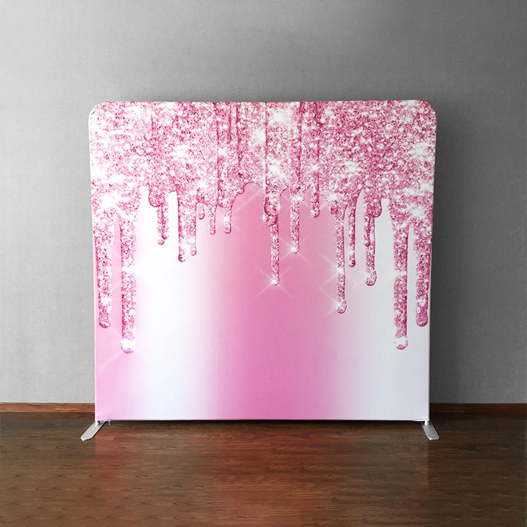 8ft Collapsible aluminum frame custom double side printing pillow case backdrop stand Photo Booth Backdrop