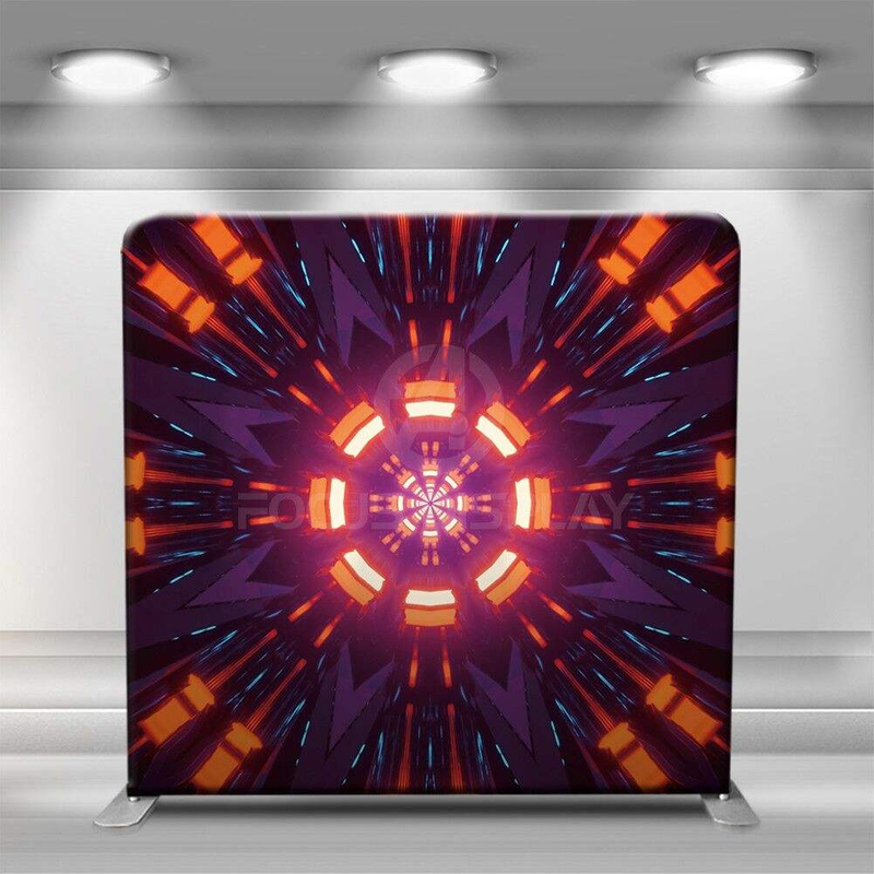 Aluminum stand futuristic background golden neon laser lights photo booth decoration backdrops