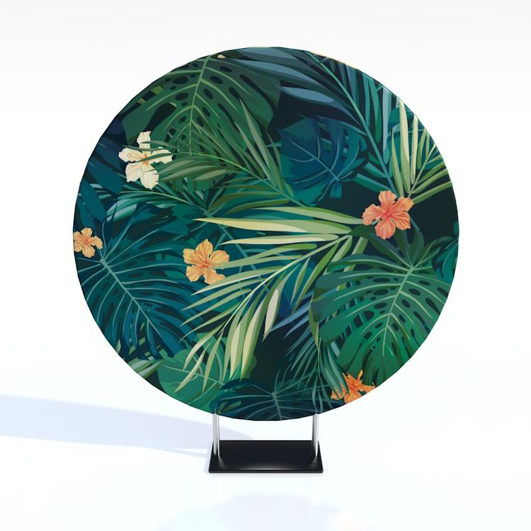 Customized 6.6ft full color tension fabric double sides round wedding circle backdrop display stand