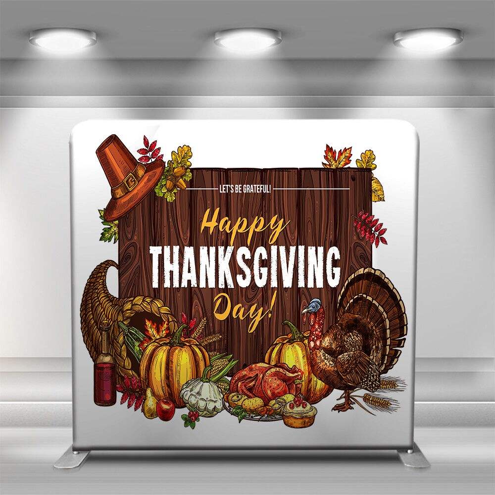 Top Sale 8 ft Thanksgiving Day Castle Bright Background Dinner Party Decor Pillow Case Backdrop Wall