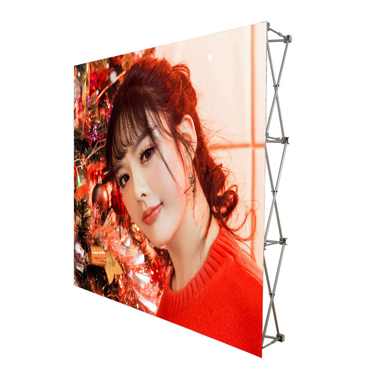 Portable exhibition booth table tension fabric backdrop pop up display stand