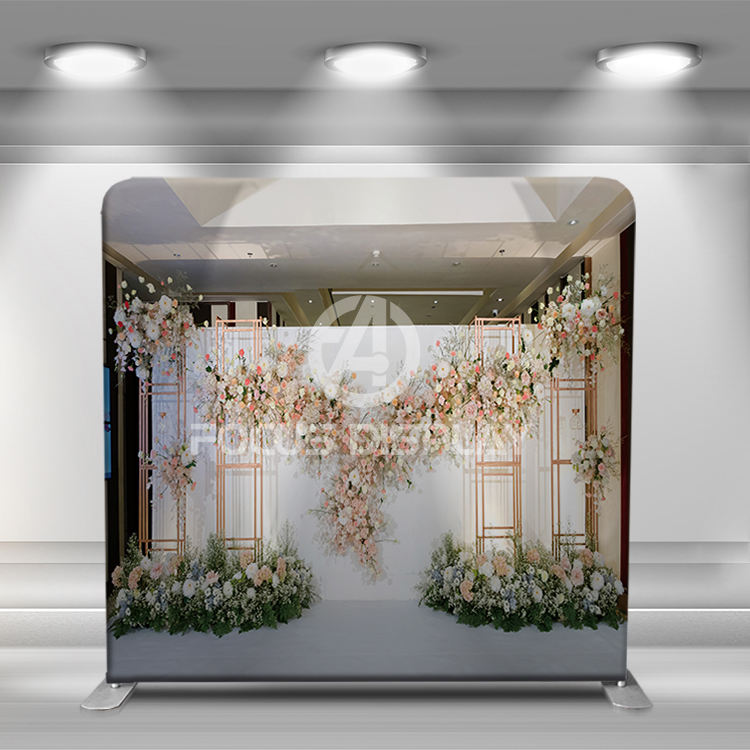 8 ft Wholesale quick installation wedding backdrop wall tension fabric photo booth stand
