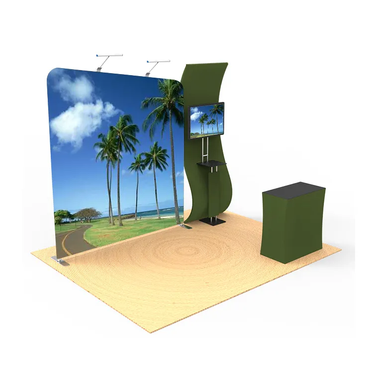 Standard Trade Show Exhibition Advertising Tension Fabric Display Banner Custom Tube Frame Display Photo Booth Backdrop Wall