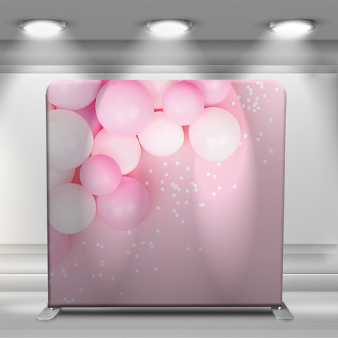Pink stone wall with balloons