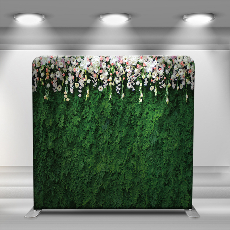 Wedding grass wall and flower decoration scene