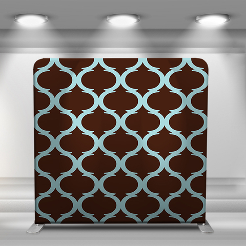 Cyan repeating pattern on brown background
