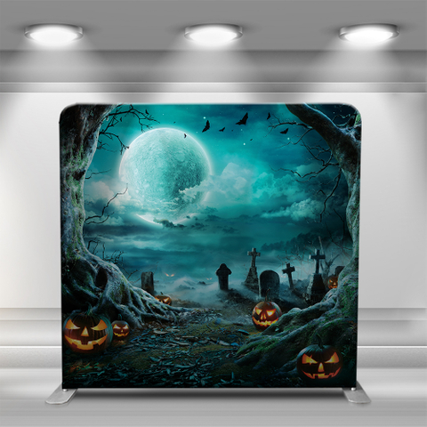 Halloween cemetery pumpkin head