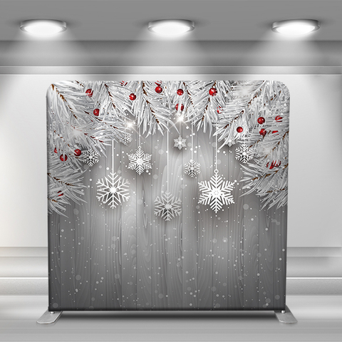 Christmas white wooden wall with snowflakes