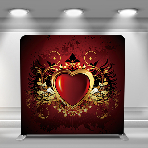 Red background with gold heart