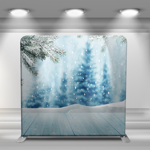 Christmas light blue snow scene