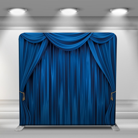 Blue stage curtain