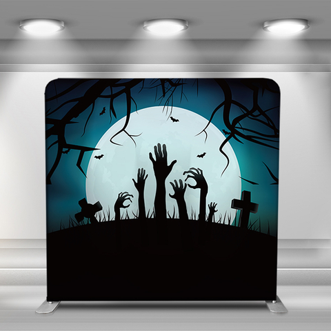 Halloween moon and ghost hand