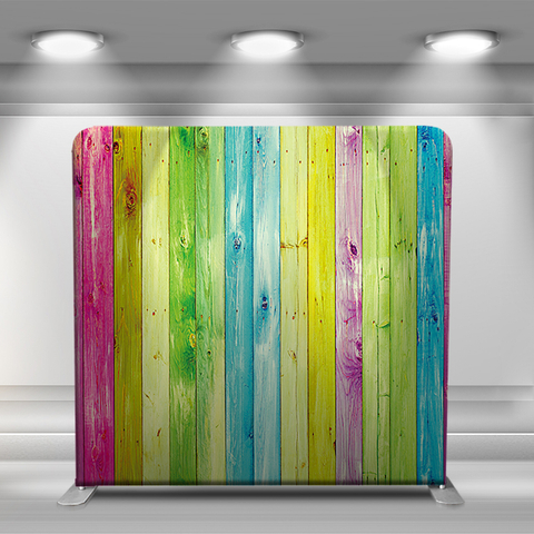 Colored wood plank wall