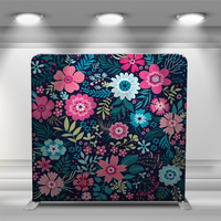 Colorful repeating flowers on dark background