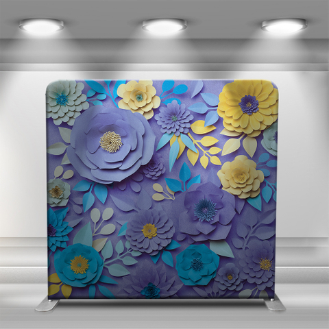 Purple and yellow card paper flowers