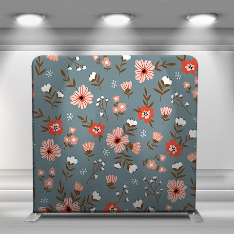 Blue cartoon flowers and plants