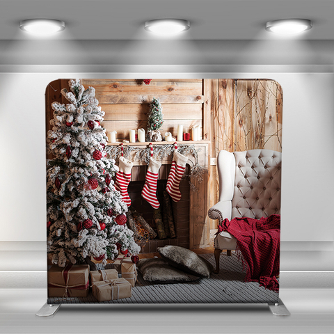 Christmas tree and fireplace