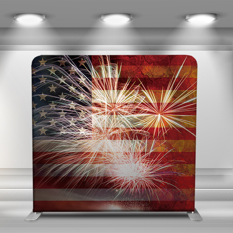 American flag and fireworks